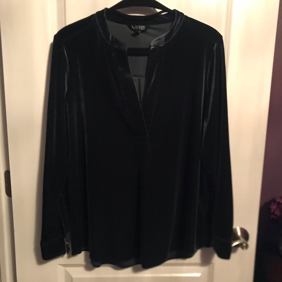 Lauren Ralph Lauren open front dark green dress top - Picture 2 of 5